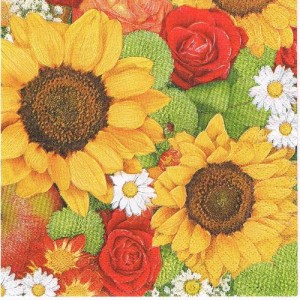 Serwetka decoupage 33x33 cm - kwiaty, słoneczniki