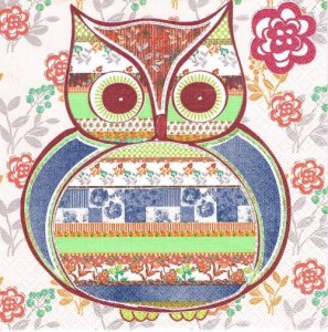 Serwetka ozdobna 33x33 cm - sowa, sówka, ptak