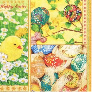 Serwetka decoupage 33x33 cm - kurczak i pisanki