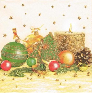 Serwetka decoupage 33x33 cm - świece, bombki