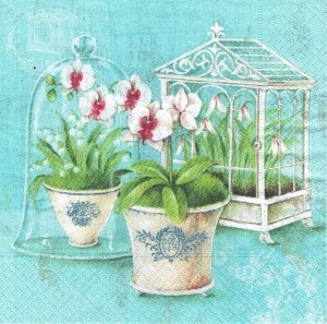 Serwetka decoupage 33x33 cm - kwiaty w donicach