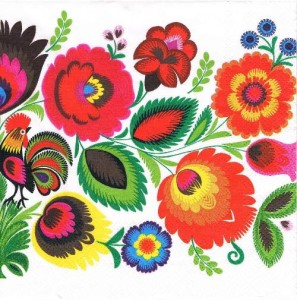 Serwetka decoupage 33x33 cm - folk, ludowa 