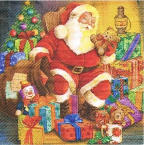 Serwetka decoupage 33x33 cm - Mikołaj, prezenty, święta
