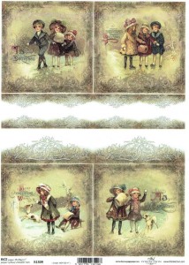 Papier ryżowy A4 ITD do decoupage - dzieci, zima