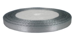 Wstążka satynowa 6mm 22m - srebrna