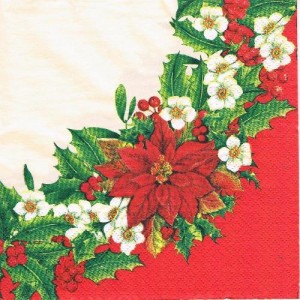 Serwetka decoupage 33x33 cm - gwiazda betlejemska