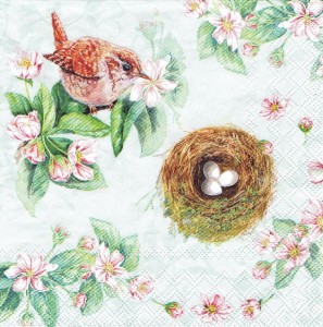 Serwetka decoupage 33x33 cm - ptak, gniazdko