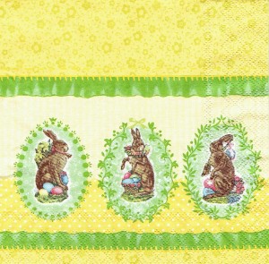 Serwetka decoupage 33x33 cm - zajączki w ramkach
