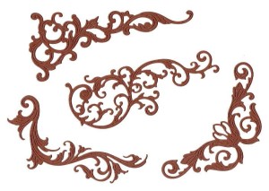 Scrapki papierowe, zest 4 szt - zawijasy vintagowe barokowe