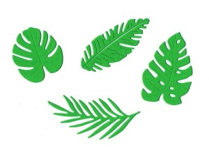 Scrapki papierowe liście, listki zielone - 1 zestaw