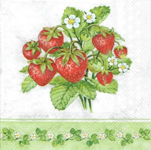 Serwetka decoupage 33x33 cm - owoce, truskawki