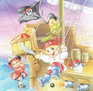 Serwetka decoupage 33x33 cm - statek, piraci