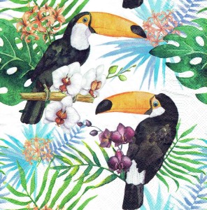 Serwetka decoupage 33x33 cm - ptaki, tukany