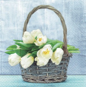 Serwetka decoupage 33x33 cm - kwiaty, tulipany w koszyku