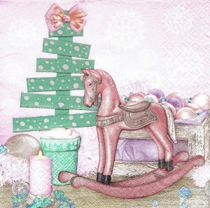 Serwetka decoupage 33x33 cm - konik, choinka