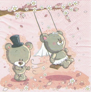 Serwetka decoupage 33x33 cm - misie, para młoda