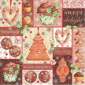 Serwetka decoupage 33x33 cm - pierniki, muffinki, święta