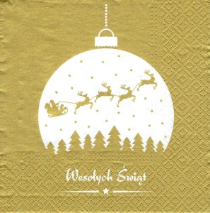 Serwetka decoupage 33x33 cm - bombka,  widok zimowy