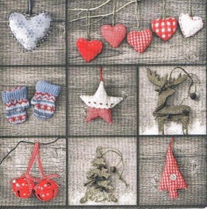 Serwetka decoupage 33x33 cm - ozdoby świąteczne, serca