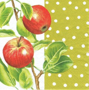 Serwetka decoupage 33x33 cm - jabłka, kropki