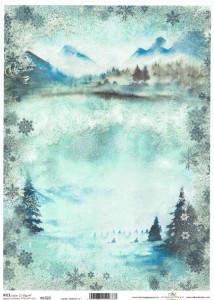 Papier ryżowy A4 ITD do decoupage - widok, tło, zima