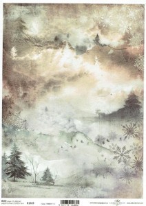 Papier ryżowy A4 ITD do decoupage - widok, tło, zima