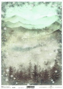 Papier ryżowy A4 ITD do decoupage - widok, tło, zima 
