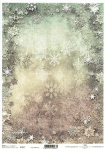Papier ryżowy A4 ITD do decoupage - śnieżynki, tło