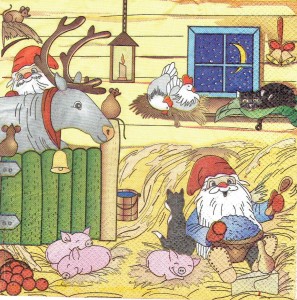 Serwetka decoupage 33x33 cm - krasnale i zwierzęta