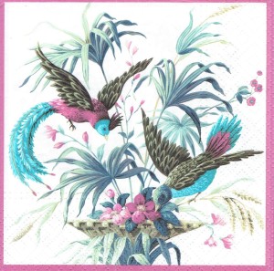 Serwetka decoupage 33x33 cm - ptaki i kwiaty