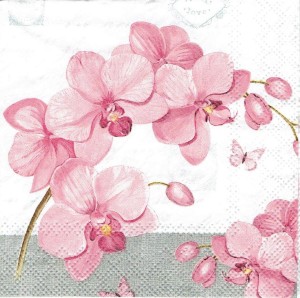 Serwetka decoupage mała 25x25cm - kwiaty, storczyki