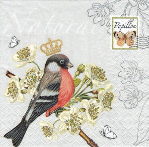 Serwetka decoupage 33x33 cm - ptak, znaczek