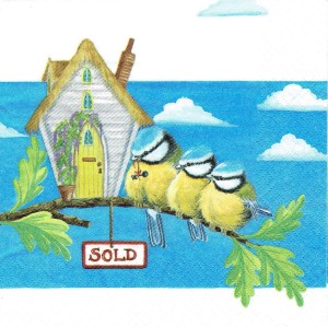 Serwetka decoupage 33x33 cm - ptaszki, budka