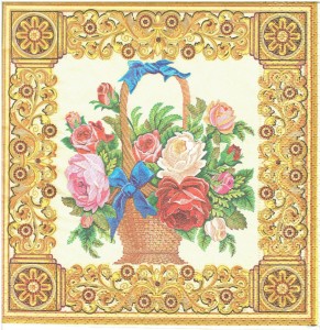 Serwetka decoupage 33x33 cm - kwiaty, róże, ramka