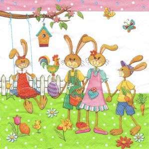 Serwetka decoupage 33x33 cm - zajączki