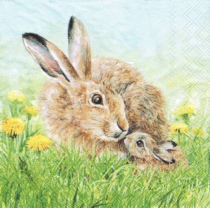 Serwetka decoupage 33x33 cm - zajączki