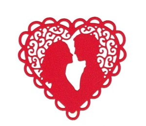 Scrapki papierowe serce, para młoda - 5 sztuk