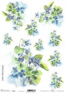 Papier ryżowy A4 ITD do decoupage - kwiaty, fiołki