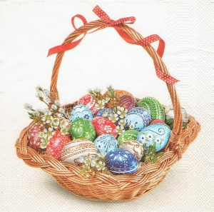 Serwetka decoupage 33x33 cm - koszyk z pisankami