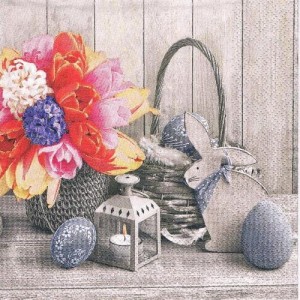 Serwetka decoupage 33x33 cm - koszyk, kwiaty