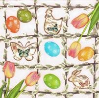 Serwetka decoupage 33x33 cm - ozdoby wielkanocne, kwiaty