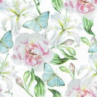 Serwetka decoupage 33x33 cm - kwiaty, róże i motyle