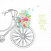 Serwetka decoupage 33x33 cm - rower i kwiaty