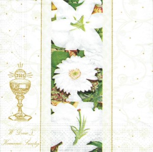 Serwetka decoupage 33x33 cm - Komunia Św, kwiaty