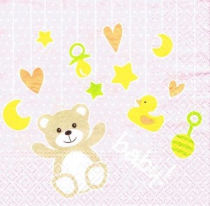 Serwetka decoupage 33x33 cm - miś, baby