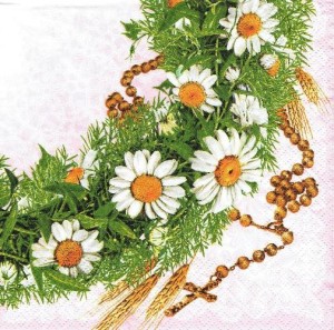 Serwetka decoupage 33x33 cm - stokrotki, różaniec