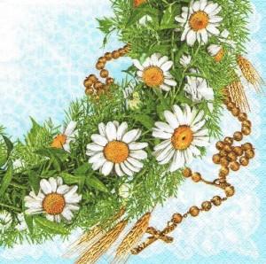 Serwetka decoupage 33x33 cm - stokrotki, różaniec