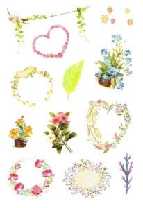 Naklejki, nalepki foliowe - kwiaty, wianki 