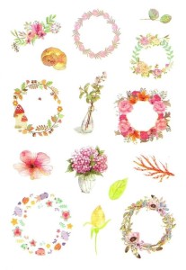 Naklejki, nalepki foliowe - kwiaty, wianki