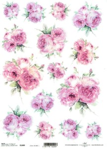 Papier ryżowy A4 ITD do decoupage - kwiaty, róże 